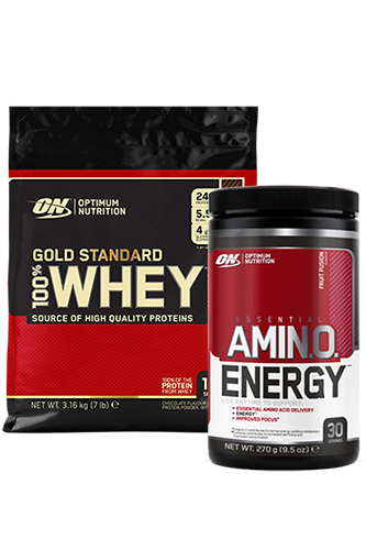 Optimum Nutrition 100% Whey Gold Standard 3,16kg + Amino Energy Fruit Fusion 270g - Abbildung vergrößern!